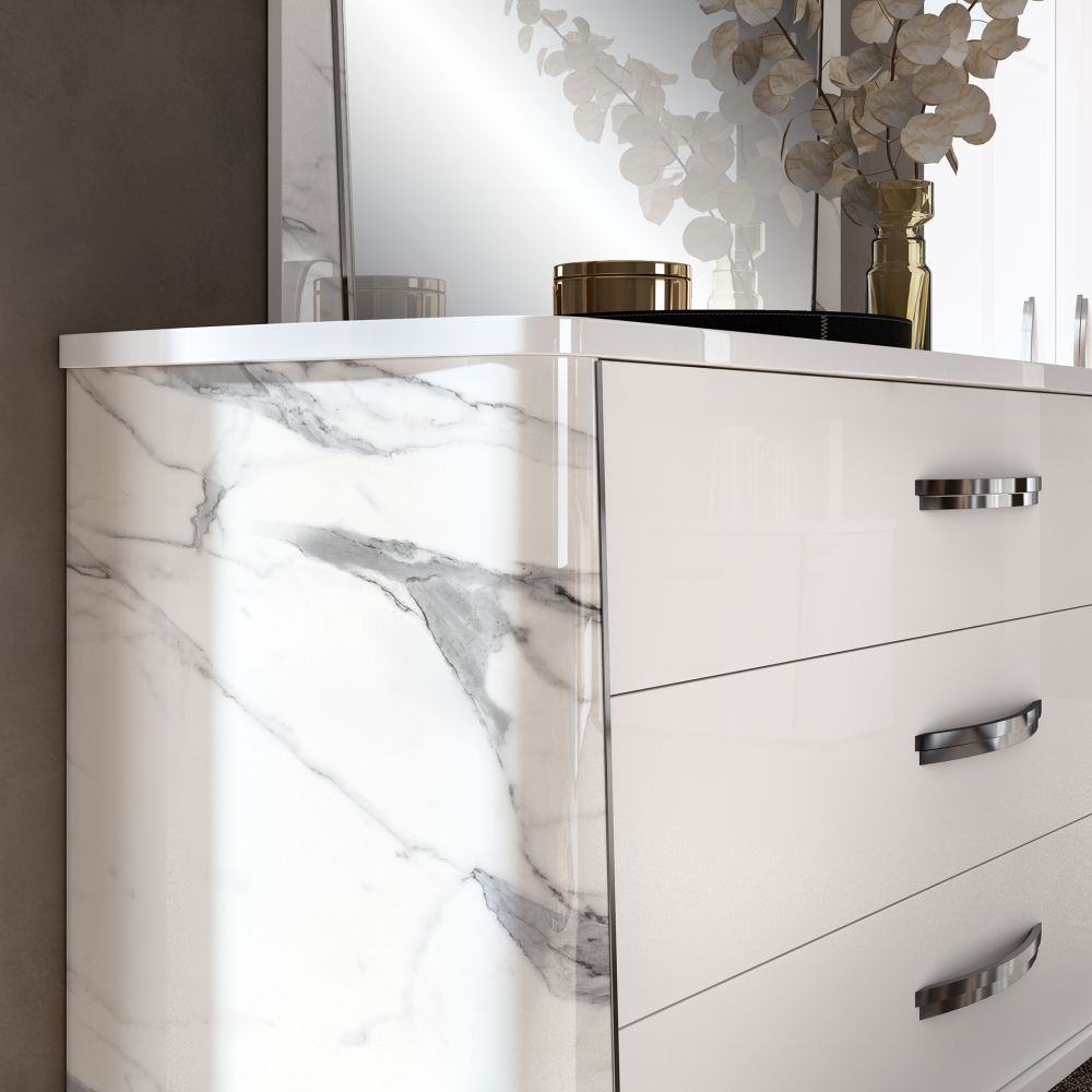 Product photograph of Status Anna Night White Italian 3 Drawer Dresser from Choice Furniture Superstore.